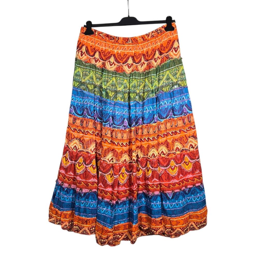 Jane Ashley Skirt Womens Large Multicolor Boho Peasant Maxi Festival Tribal - Picture 6 of 8